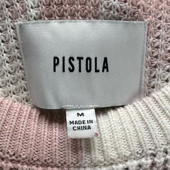 Pistola Sweater Womens Sz M Tie Dye Waffle Jumper Crewneck Pullover White Pink - Picture 6 of 10